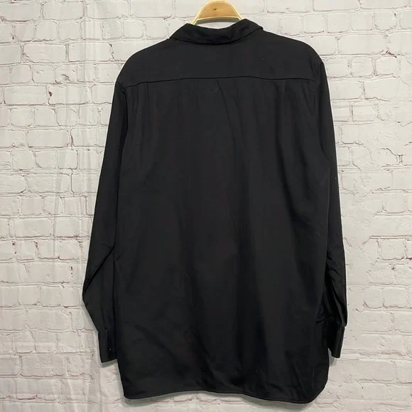 Quacker Factory Black Embroidered Floral Button Down Shirt Size L QVC - Picture 6 of 8